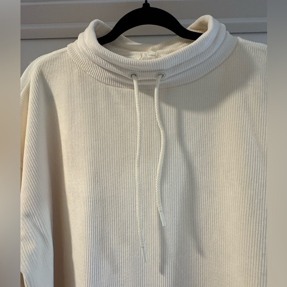 Lou & Grey Ribbed Velour Drawstring Neck Sweatshirt - Picture 3 of 7